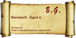 Benesch Gyula névjegykártya